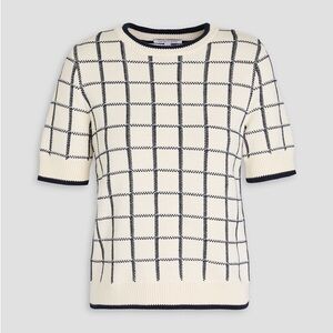 NWT Veronica Beard Krissa Checked Jacquard Knit Pullover